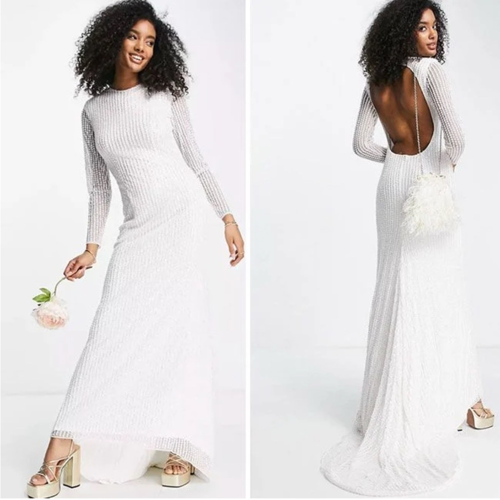 ASOS White Beaded Wedding Dress